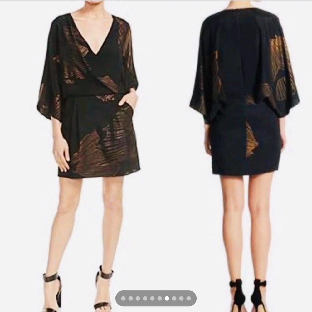 Halston Heritage Black Metallic-Accent Mini Dress